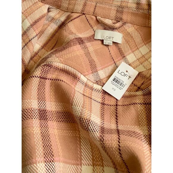 Ann Taylor Loft Plaid Swing Button Down Swing Plaid Shirt Jacket NEW XS - Picture 5 of 10